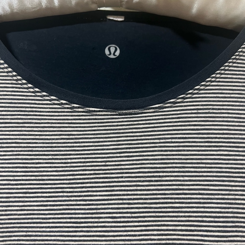 lululemon athletica Black and White Striped Long Sleeve Tee